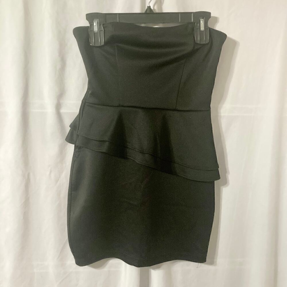 Wet Seal Women's M Black Strapless Peplum Bodycon Dress - Picture 2 of 10
